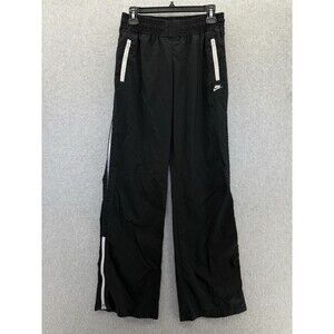 Nike Women' Pants Active Solid Black Track Pants Medium Zip Ankle Pockets Warmup